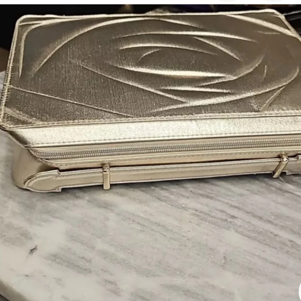 Lancôme Brushed Gold Metallic Makeup Case Bag Large